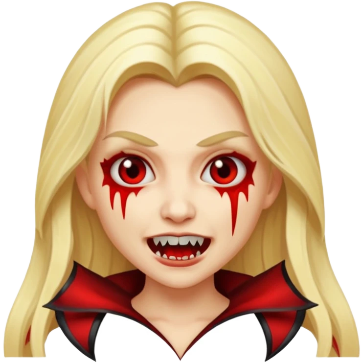 сделай смайлик девушку вампиршу блондинку с длинными волосами и клыками в стиле айфоновских эмодзи 👩🏼 emoji