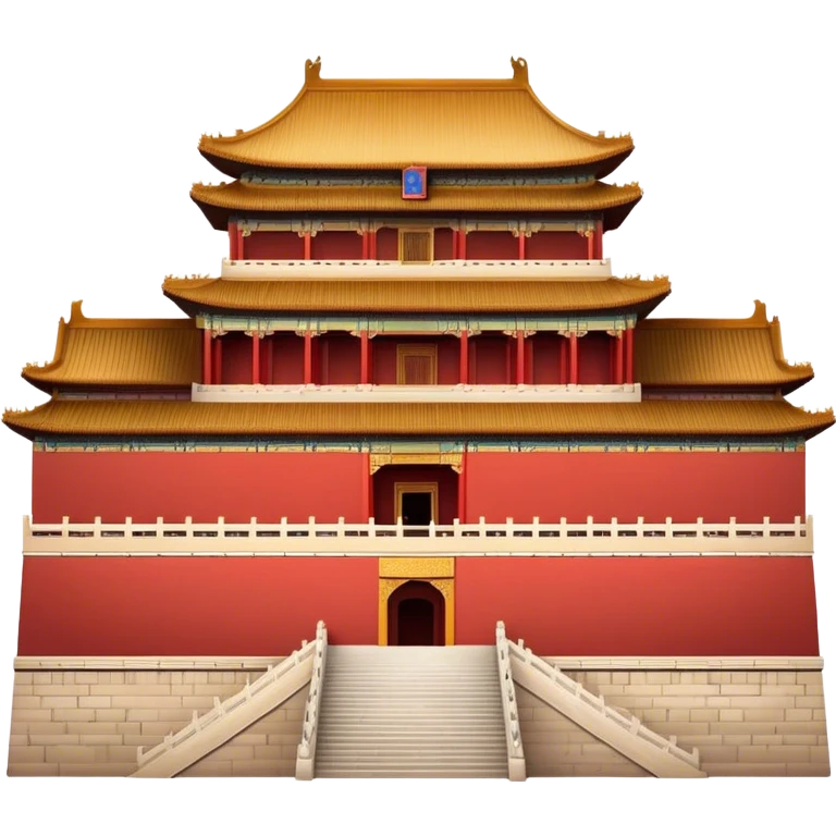 Cinematic Realistic Forbidden City Landmark Emoji, showcasing the imperial palace with iconic red walls and golden roofs rendered with rich textures and regal lighting. emoji