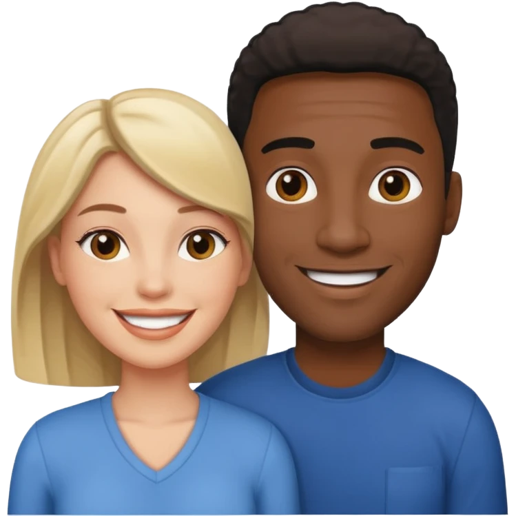 Pareja mixta, hombre negro y mujer blanca emoji