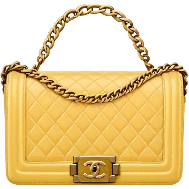 light yellow chanel le boy gold chain bag emoji