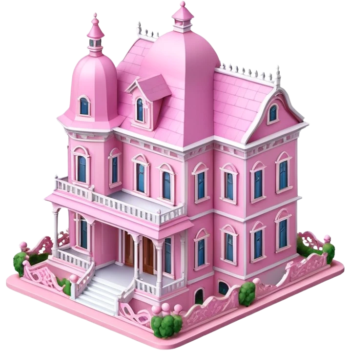 Pink Rococo mansion dollhouse isometric  emoji