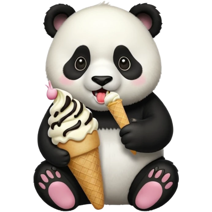 Panda eating ice cream emoji