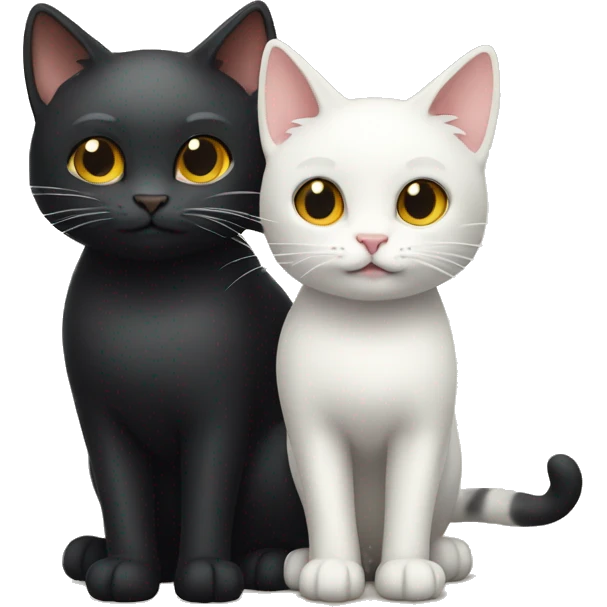 Cheese cat and black cat standing together facing left emoji