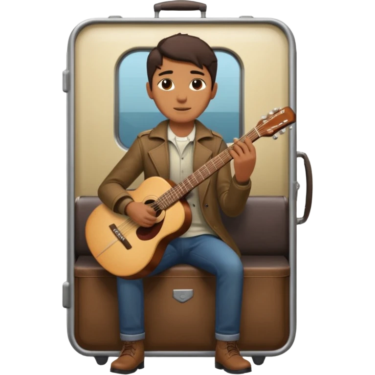 Rider with guitar-case,Metro Riders, inside metro train, no transparent, with background,full image , negative transparent, positive background. emoji