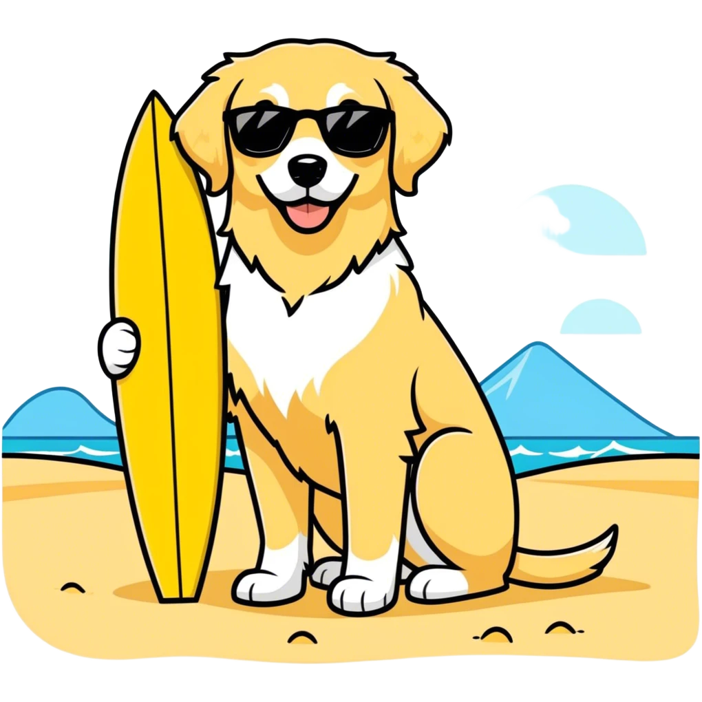 Golden retriever on the Florida beach  emoji