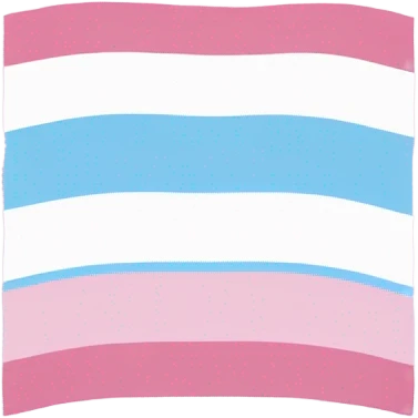 transgender pride flag with five horizontal stripes: light blue, pink, white, pink, and light blue emoji