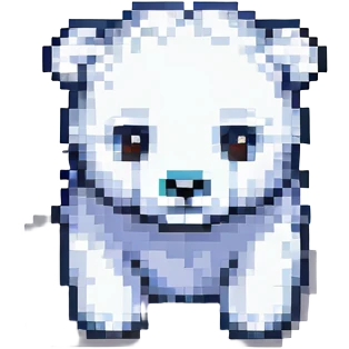 pixel art baby polar bear, small and cute emoji