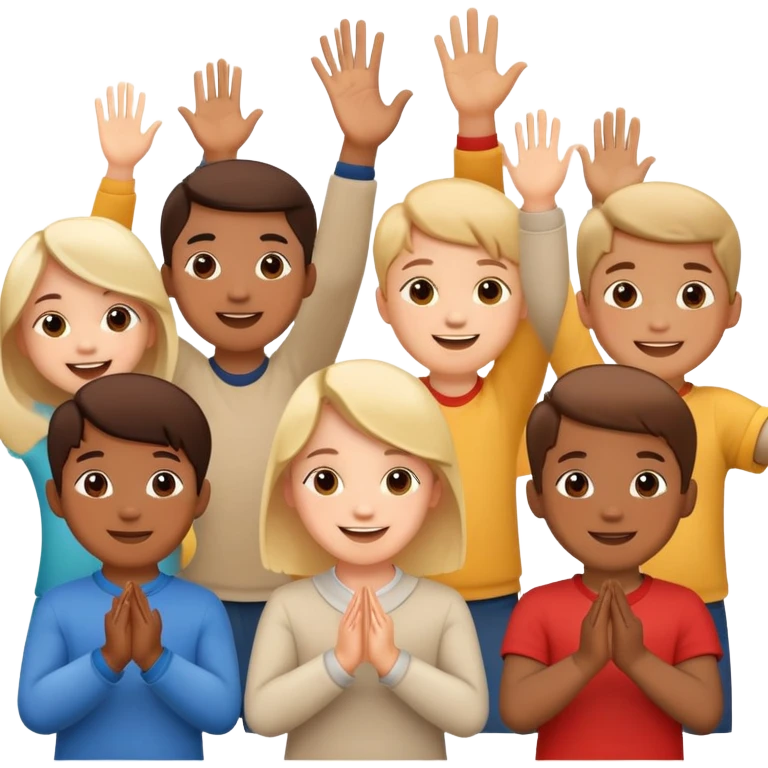 group of children clapping together, happy and supportive emoji