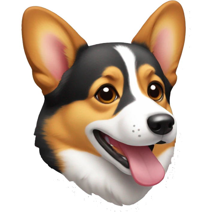 a tricolor corgi. who sticks out his tongue emoji