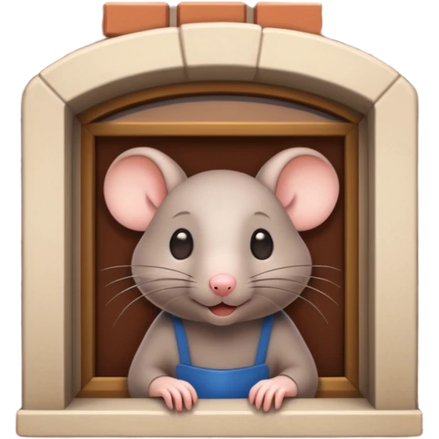 cute rat peeking out of a restaurant building emoji
