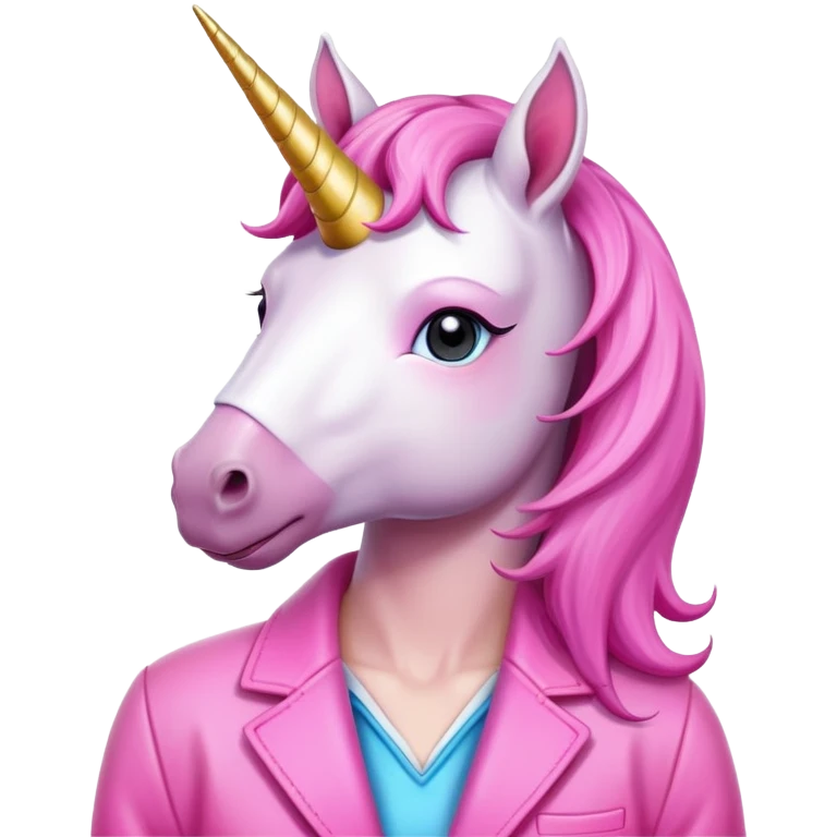 Unicorn with pink jacket and lips pink emoji