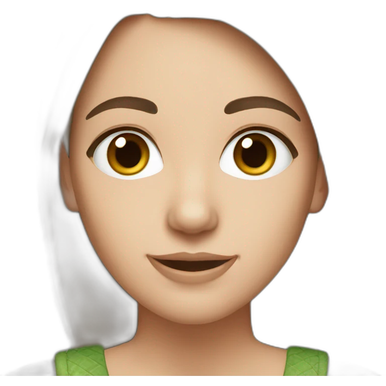 White female with brown hair brown eyes and elf earss emoji