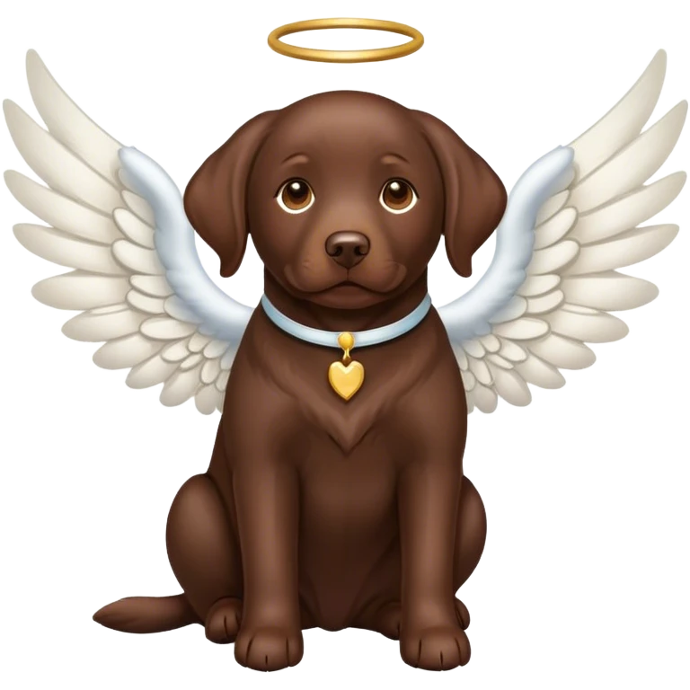 Chocolate lab with angel wings emoji