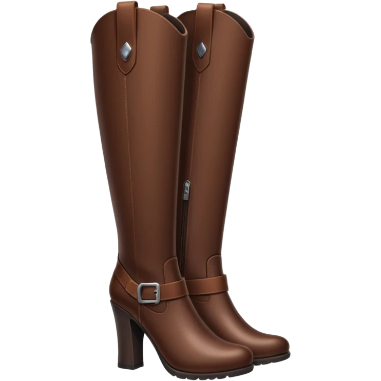 Dark brown tall leather boots with heels emoji