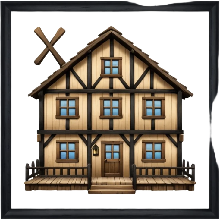 an inn with a big X on it emoji