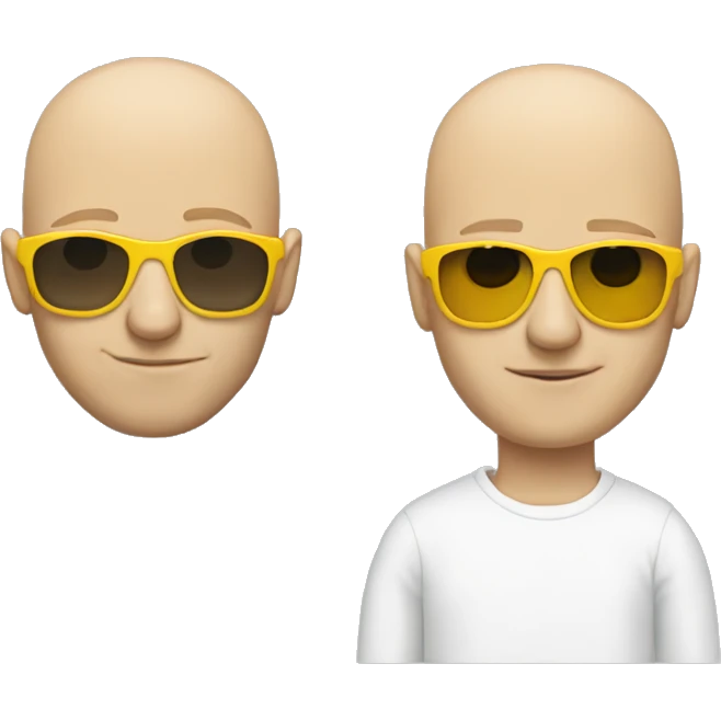 bald white man wearing yellow sunglasses and a sweatshirt emoji