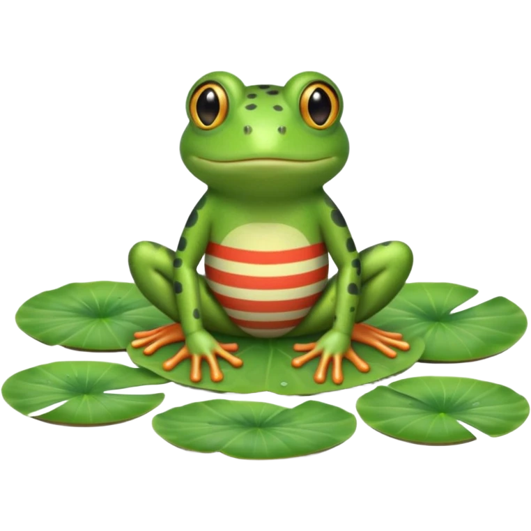 frog in striped pajamas on lily pad bed emoji