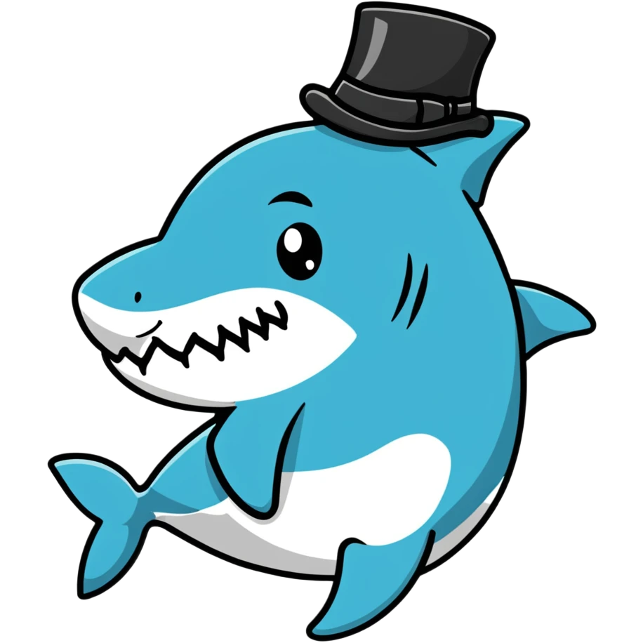 Shark with a top hat emoji