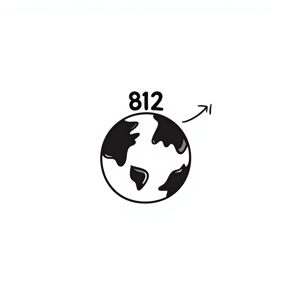 Earth globe with continents shaped like 812 and "812" text label on the globe emoji