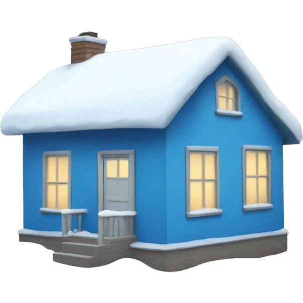 Blue house with snow on roof emoji