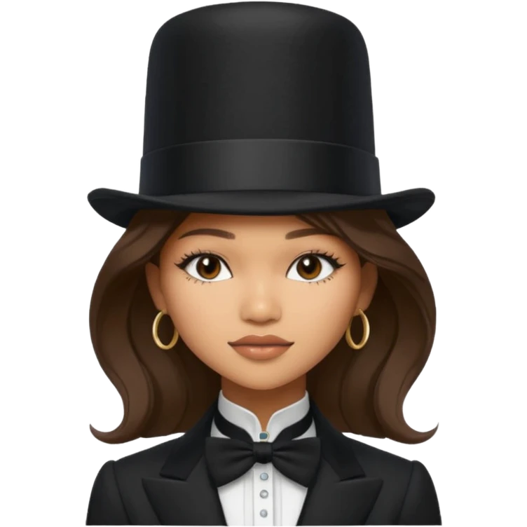 Zendaya wearing a top hat that is bigger than her  emoji