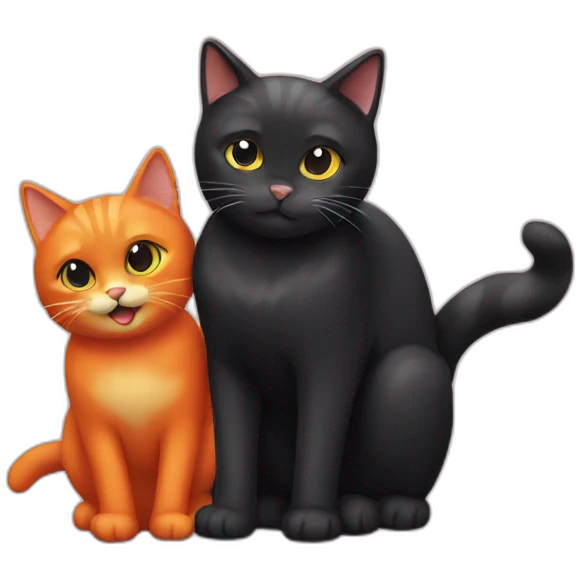 One Black Cat and one Orange Cat being happy emoji