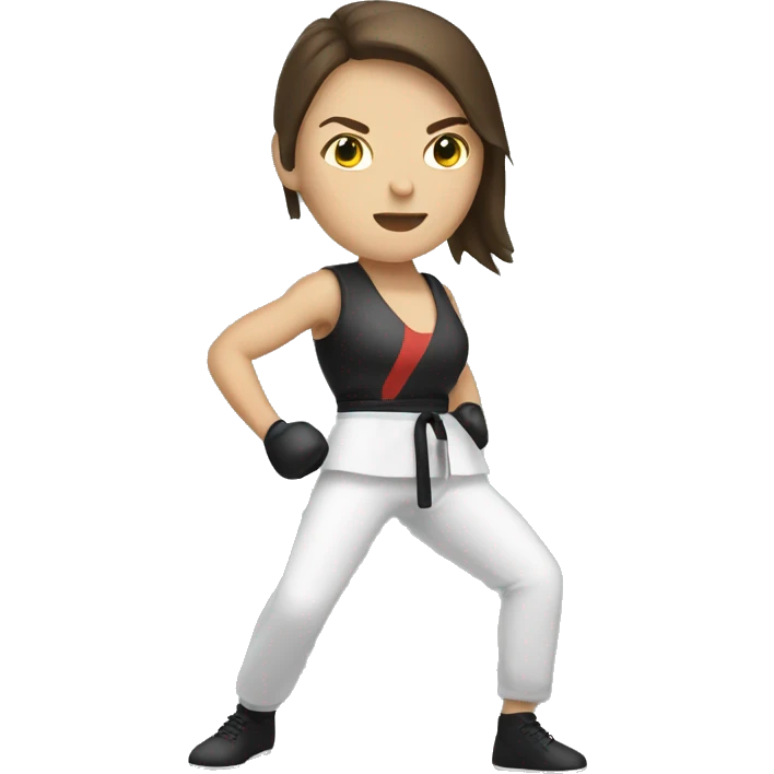 Brunette white Woman kickboxing full body emoji