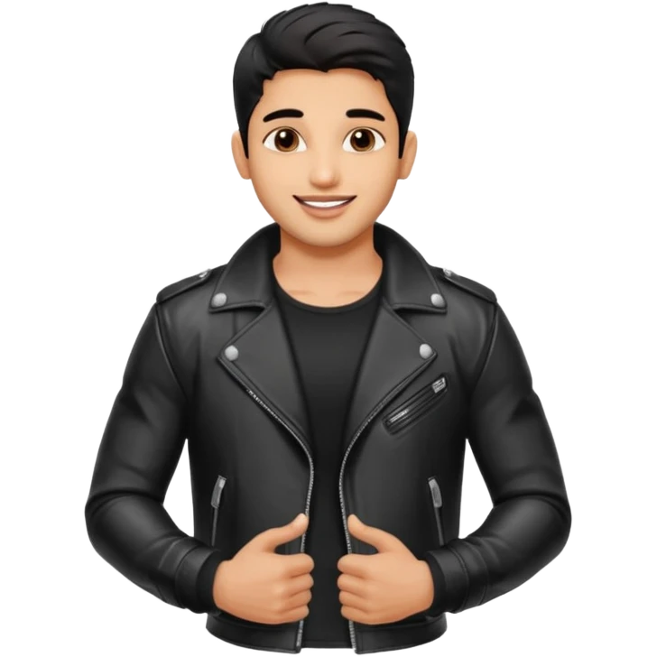 generate a pretty bratz siddharth malhotra, LEAN BUT MUSCULAR WEARING A LEATHER JACKET emoji