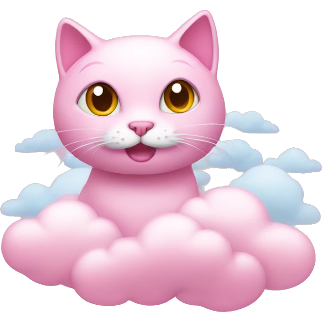 Pink cat in clouds emoji