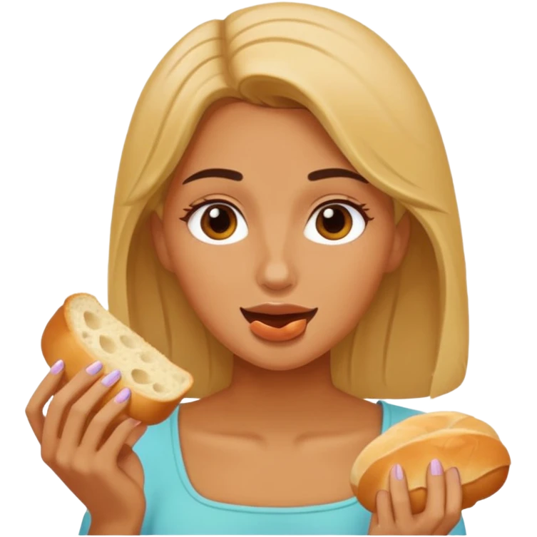 cara comiendo pan emoji