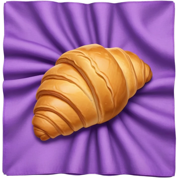 There's a croissant on a purple napkin. emoji
