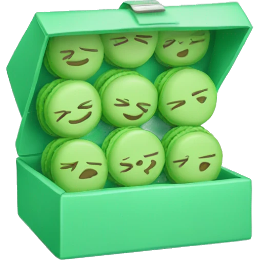 macaroons in baby green box emoji