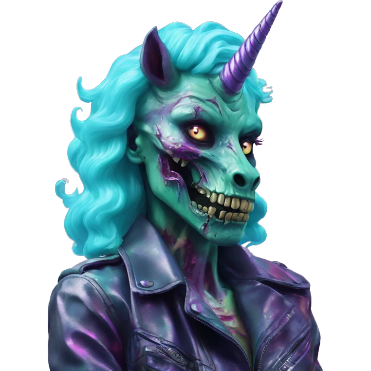 .Zombie_ Vaporwave black holographic oilslick zombie unicorn  emoji