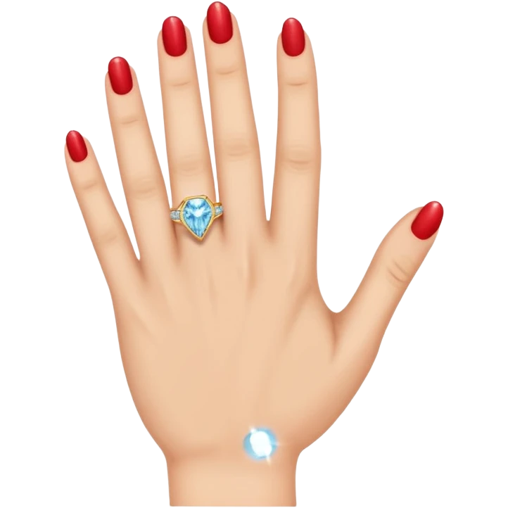 Left hand with diamond ring on ring finger emoji
