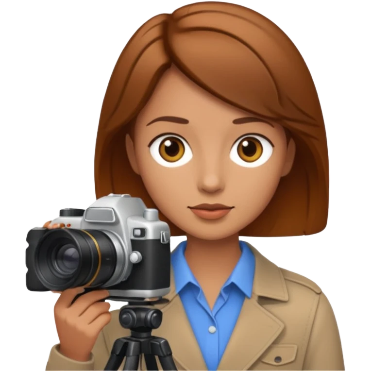 a white journalist with a camera emoji