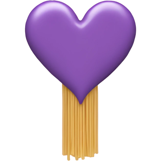 Purple love heart with spaghetti ￼ emoji