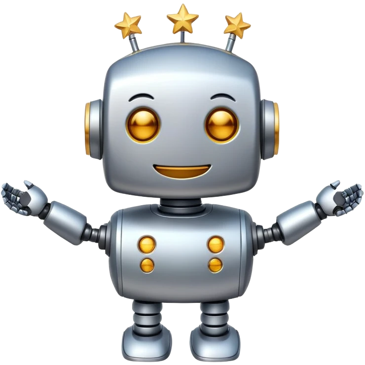 happy robot with stars emoji