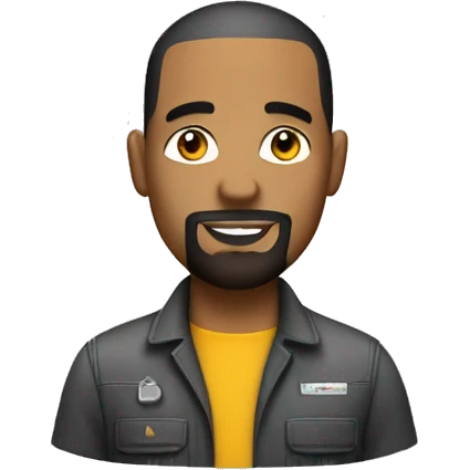 Mechanic with black buzz cut hair and goatee emoji
