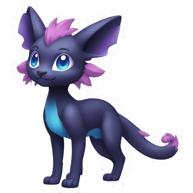 Cute cool black blue purple pink animal hybrid Fakemon full body emoji