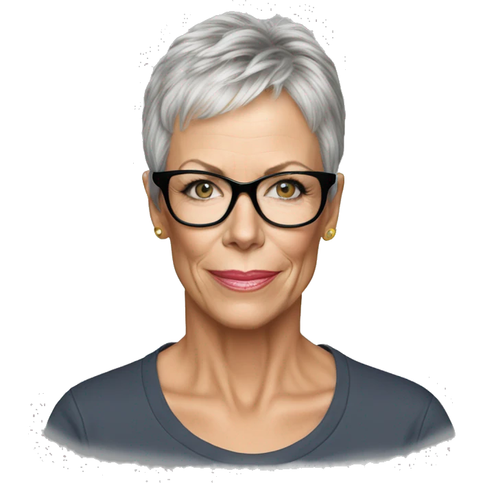 super realistic jamie lee curtis wearing tee emoji
