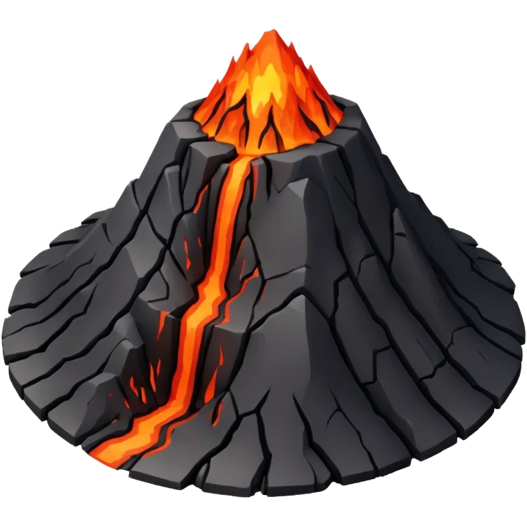 A dormant volcano surrounded by hardened magma paths. emoji
