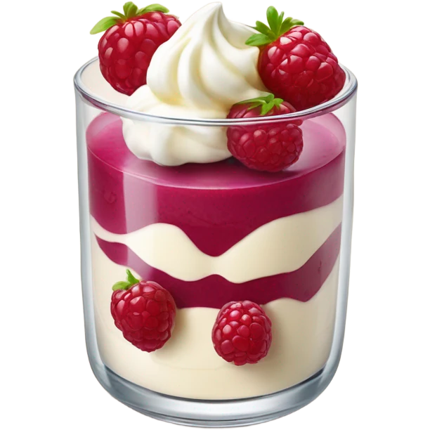 Himbeere mascarpone Creme mit Keks Stückchen im Glas  emoji