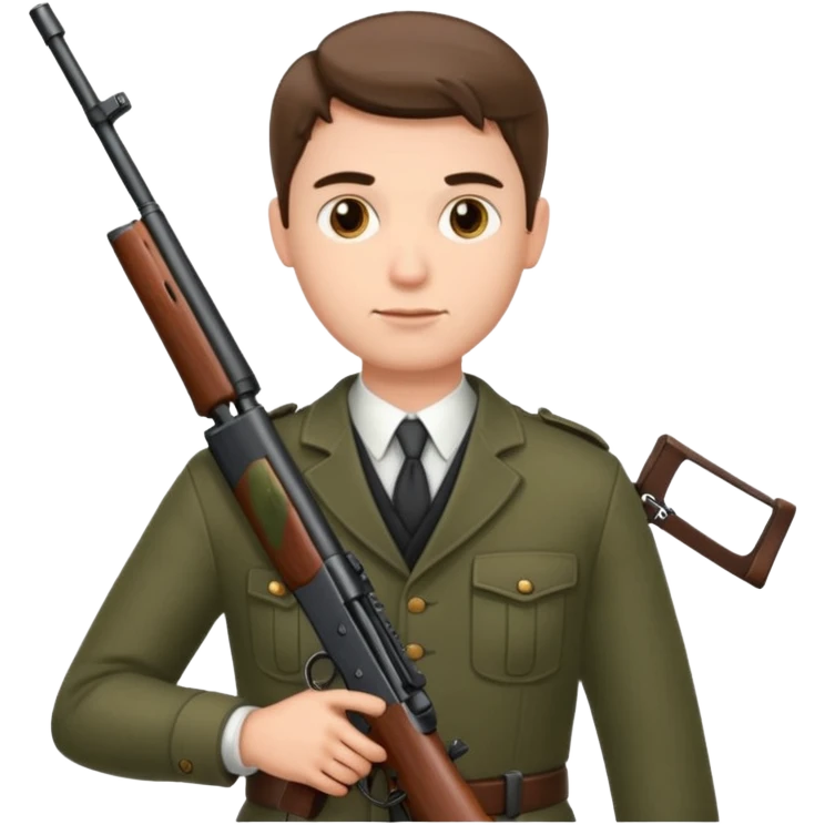 A very sophista ed man holding a rofle emoji