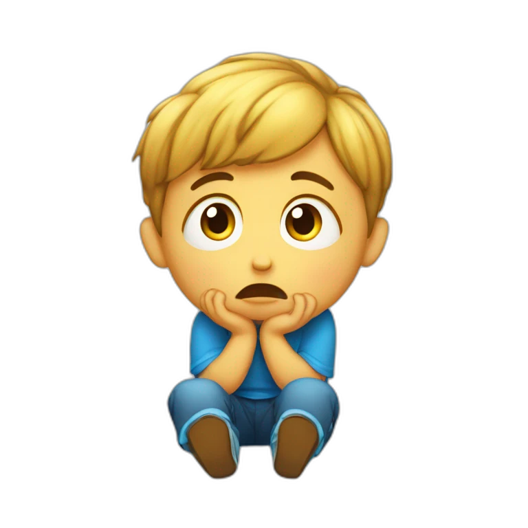 Un enfant triste assis tout seul emoji