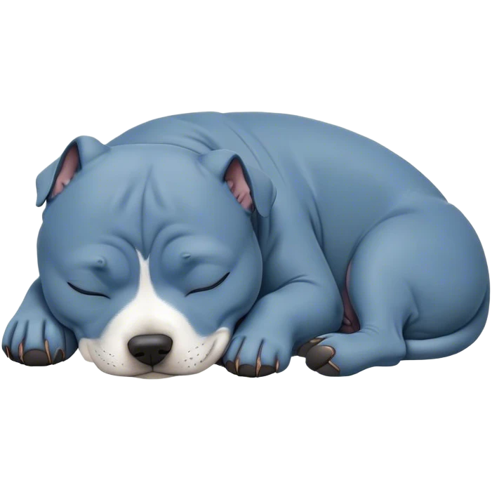 Meme-Worthy Cute Sleeping Blue Staffordshire Bull Terrier Portrait Emoji, Head resting peacefully with a contented smile, showcasing a delightfully compact build and a luxuriously soft blue Fur, eyes shut in a serene nap, Simplified yet hilariously adorable features, highly detailed, glowing with a soft, drowsy light, high shine, relaxed and utterly lovable, stylized with an air of playful laziness, bright and heartwarming, soft glowing outline, capturing the essence of a comically sleepy guardian, so meme-worthy it feels like it could instantly become the next viral sensation of adorable slumber! emoji