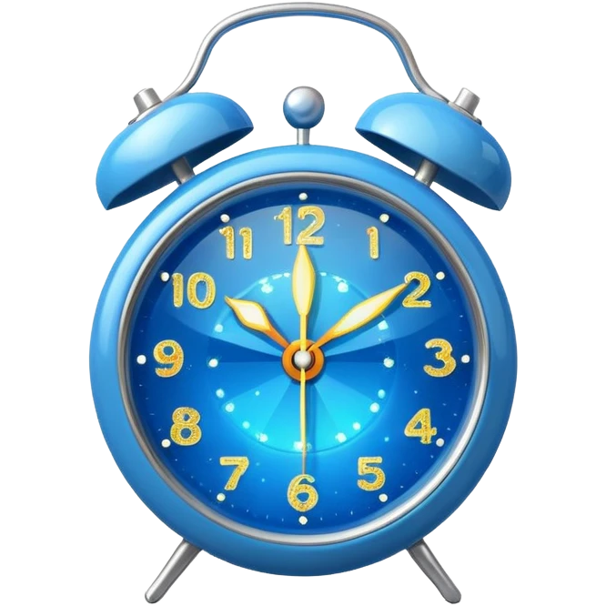 blue alarm clock with sparkles around it emoji