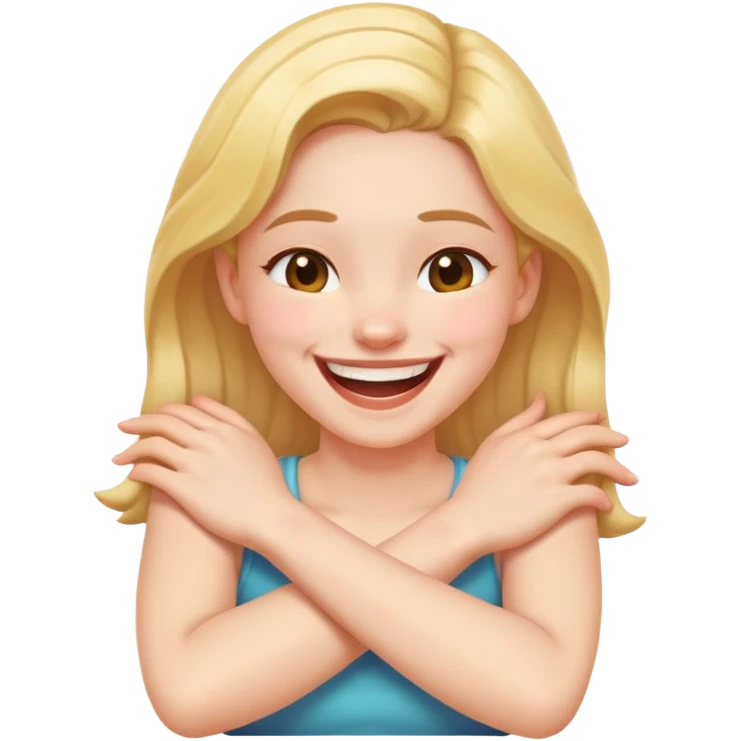arms crossed holding neck laughing girl emoji