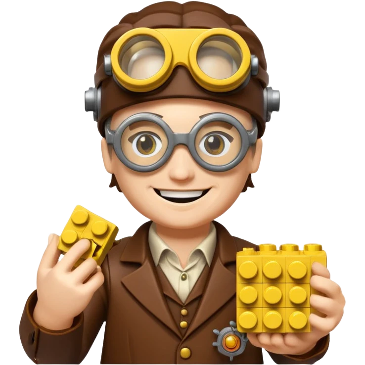 Steampunk Inventor yellow lego toy emoji