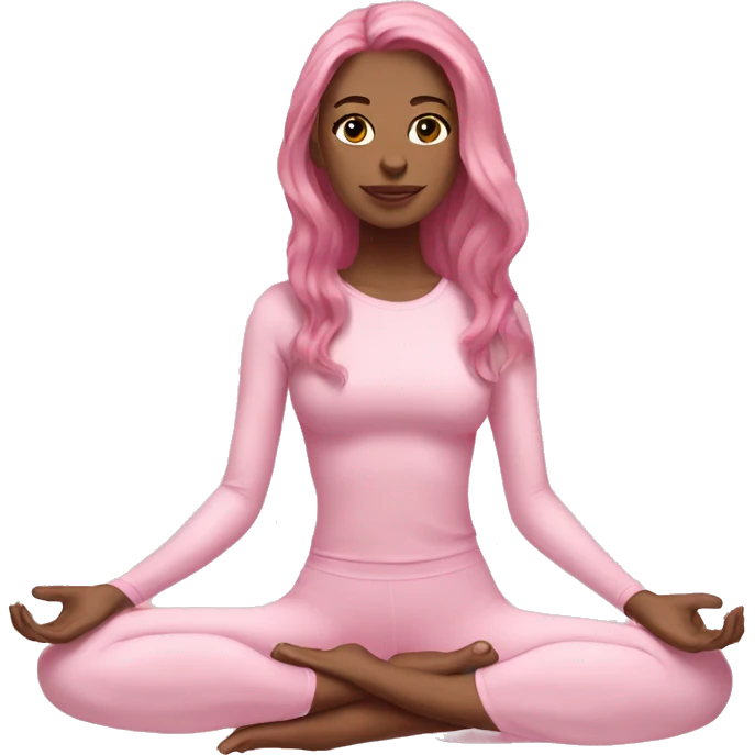 girl in light pink yoga outfitot pink long hair emoji