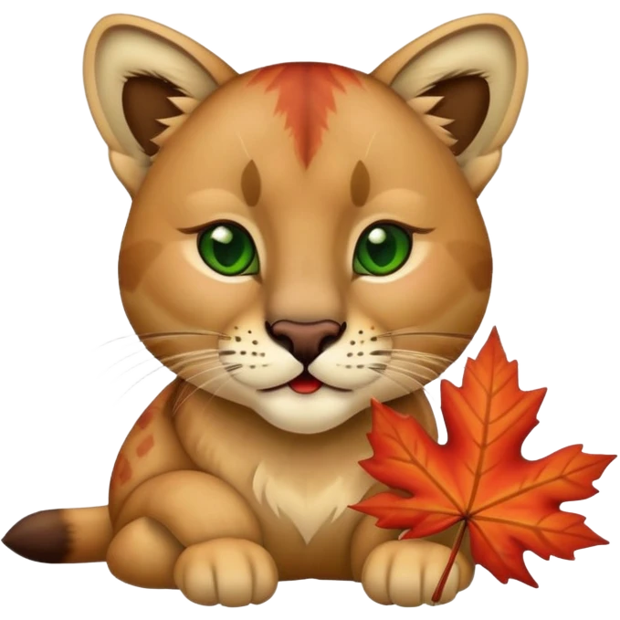 A Florida panther eating a maple lear emoji